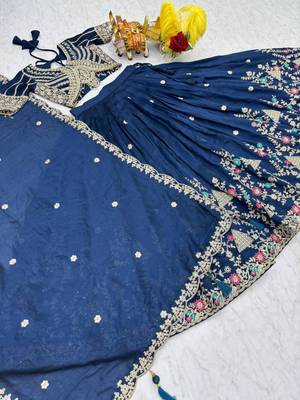 blue silkblend embroidered lehenga set 2