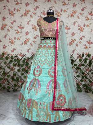 sea green silkblend embroidered lehenga set 2
