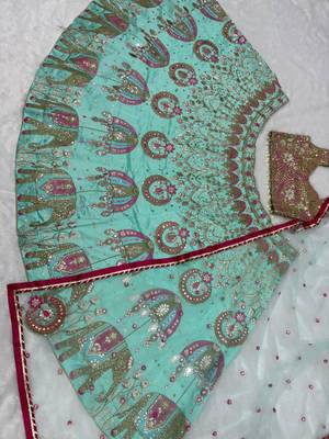 sea green silkblend embroidered lehenga set 3