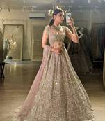 baby pink georgette embroidered lehenga set