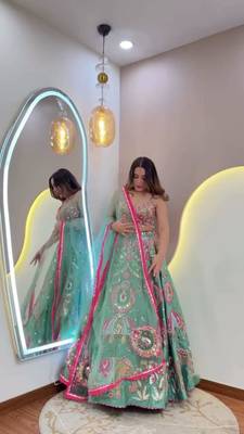 sea green silkblend embroidered lehenga set 4