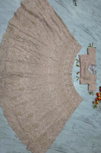 baby pink georgette embroidered lehenga set
