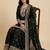 Black designer chinon sequins embroidered work readymade suit