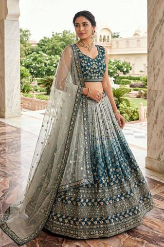 multicolor silkblend embroidered lehenga set