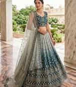multicolor silkblend embroidered lehenga set