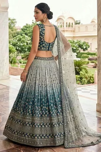 multicolor silkblend embroidered lehenga set
