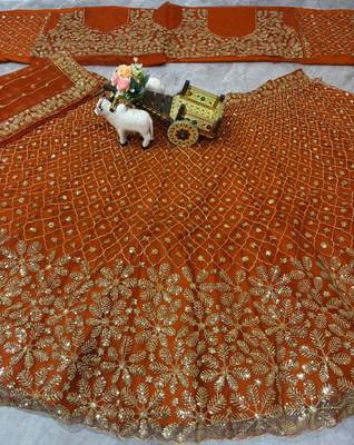 orange net embroidered lehenga set 3