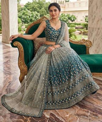 multicolor silkblend embroidered lehenga set 4