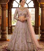 lavender silkblend embroidered lehenga set