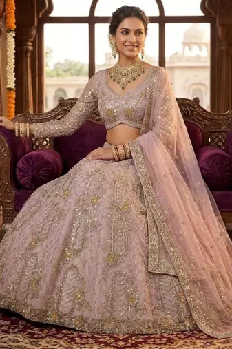 lavender silkblend embroidered lehenga set