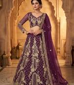 purple silkblend embroidered lehenga set