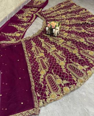 purple silkblend embroidered lehenga set 2
