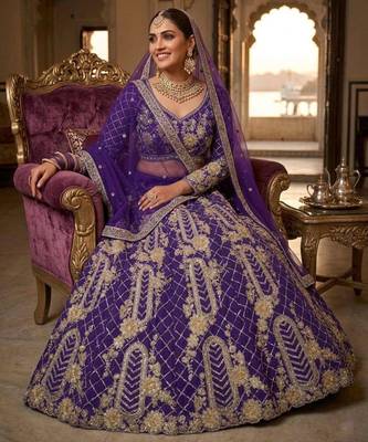 blue silkblend embroidered lehenga set 4