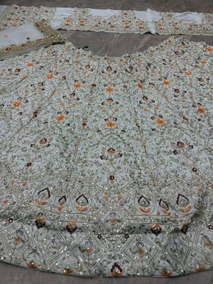 sky blue satin embroidered lehenga set 2