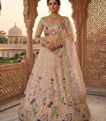 light pink silk blend embroidered lehenga set