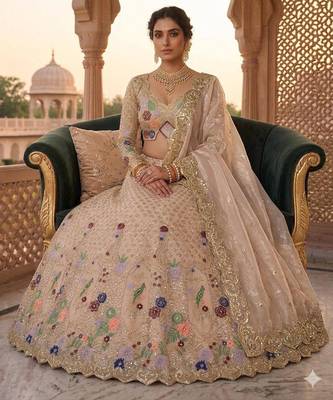 light pink silk blend embroidered lehenga set 3