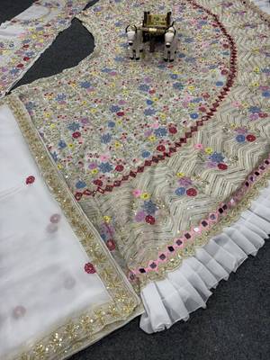 off white georgette embroidered lehenga set 4