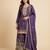 Purple designer chinon sequins embroidered work readymade suit