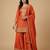 Orange designer chinon sequins embroidered work readymade suit