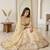 beige silk blend embroidered lehenga set