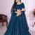teal blue georgette embroidered lehenga set