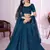 teal blue georgette embroidered lehenga set