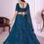teal blue georgette embroidered lehenga set