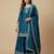 Teal designer chinon sequins embroidered work readymade suit