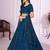 teal blue georgette embroidered lehenga set