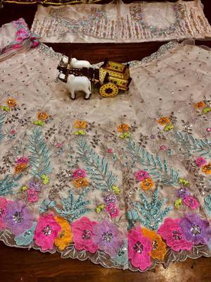light peach silk blend embroidered lehenga set 3