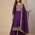 Purple designer natural crepe sequins embroidered work readymade suit