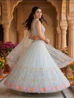sky blue embroidered silk lehenga set 4