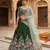 green satin embroidered lehenga set