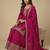 Pink designer chinon sequins embroidered work readymade suit