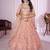 peach net embroidered lehenga set