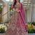 magenta net embroidered lehenga set