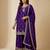 Purple designer chinon sequins embroidered work readymade suit