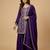 Purple designer chinon sequins embroidered work readymade suit