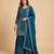 Teal blue designer chinon sequins embroidered work readymade suit