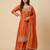 Orange designer chinon sequins embroidered work readymade suit