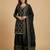 Black designer chinon sequins embroidered work readymade suit