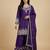 Purple designer chinon sequins embroidered work readymade suit