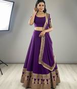 purple georgette embroidered lehenga set