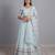 aqua blue georgette embroidered lehenga set