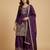 Purple designer chinon sequins embroidered work readymade suit