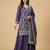 Purple designer chinon sequins embroidered work readymade suit