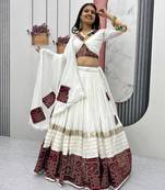 white cotton embroidered lehenga set