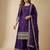 Purple designer chinon sequins embroidered work readymade suit