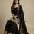 Black designer chinon sequins embroidered work readymade suit