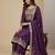 Purple designer natural crepe sequins embroidered work readymade suit